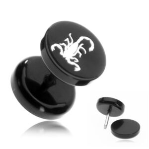 Akrylový fake plug - škorpión v čiernom kruhu PC28.25