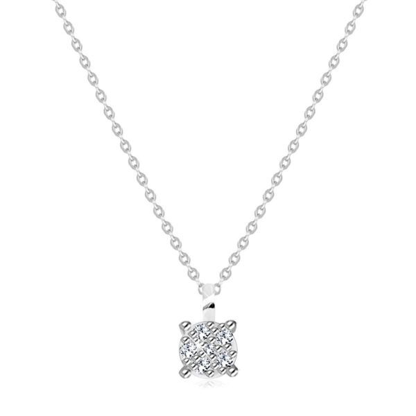 Briliantový náhrdelník z bieleho 9K zlata - štvorcový kotlík