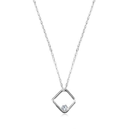 Briliantový náhrdelník z bieleho zlata 375 - lesklý kosoštvorec s diamantom S3BT504.52