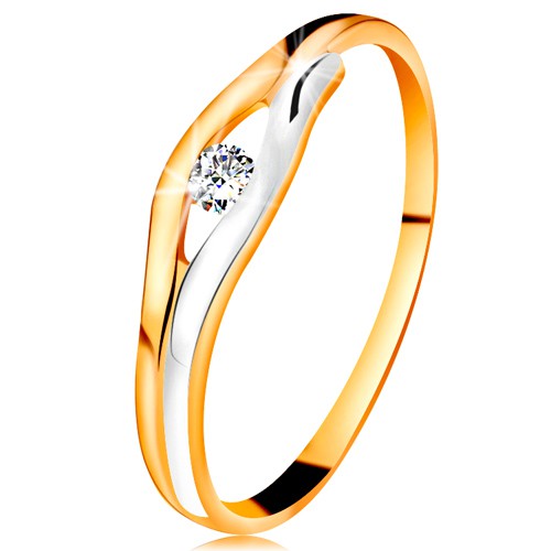 Briliantový prsteň v 14K zlate - diamant v úzkom výreze