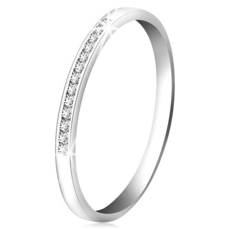 Briliantový prsteň z bieleho 14K zlata - ligotavá línia drobných čírych diamantov BT502.43/49/BT505.36/38 - Veľkosť: 64 mm