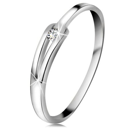 Briliantový prsteň z bieleho 14K zlata - ligotavý číry diamant