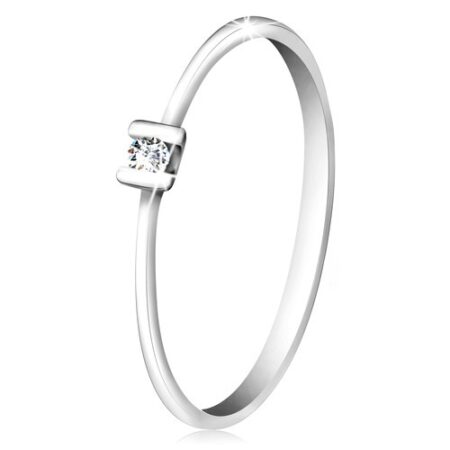 Briliantový prsteň z bieleho zlata 585 - trblietavý číry diamant uchytený paličkami BT502.36/42 - Veľkosť: 64 mm