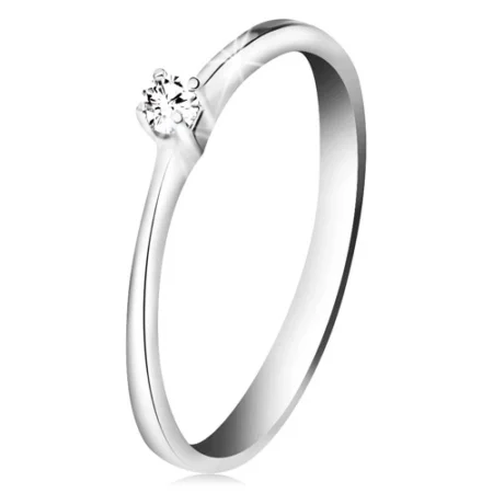 Briliantový prsteň z bieleho zlata 585 - trblietavý číry diamant v štvorcípom kotlíku BT188.82/87 - Veľkosť: 54 mm
