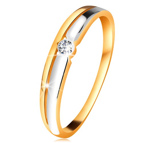 Briliantový prsteň zo 14K zlata - číry diamant v okrúhlej objímke