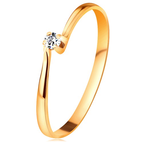 Briliantový prsteň zo žltého 14K zlata - diamant v kotlíku medzi zúženými ramenami BT179.42/48 - Veľkosť: 61 mm