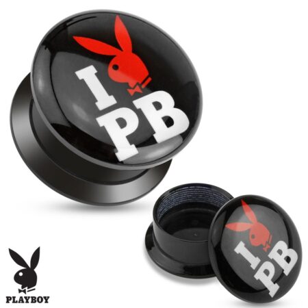 Čierny šrubovací plug z akrylu - I love Playboy S69.09/14 - Hrúbka: 8 mm