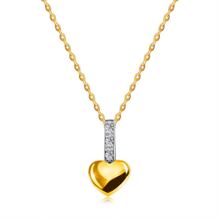 Diamantový náhrdelník v kombinovanom 14K zlate - drobné srdiečko s líniou briliantov na oblúku