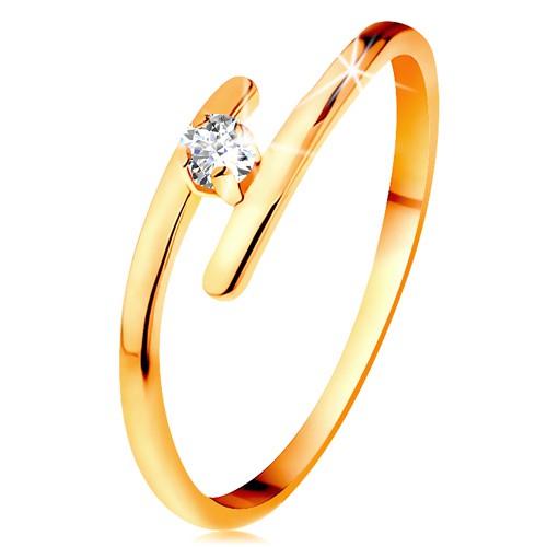 Diamantový prsteň v žltom 14K zlate - žiarivý číry briliant