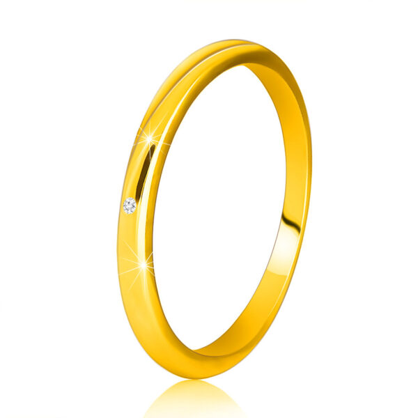 Diamantový prsteň zo žltého 14K zlata - tenké hladké ramená