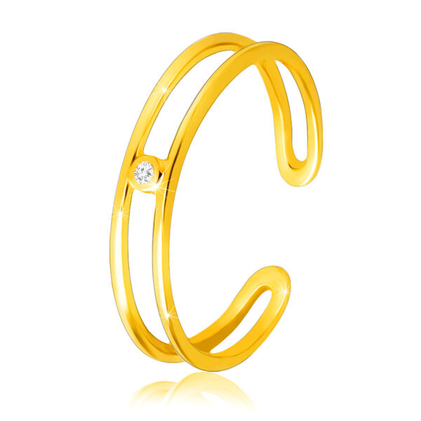 Diamantový prsteň zo žltého 14K zlata - tenké otvorené ramená