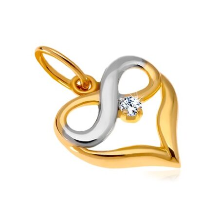 Diamantový zlatý prívesok 585 - dvojfarebné srdce
