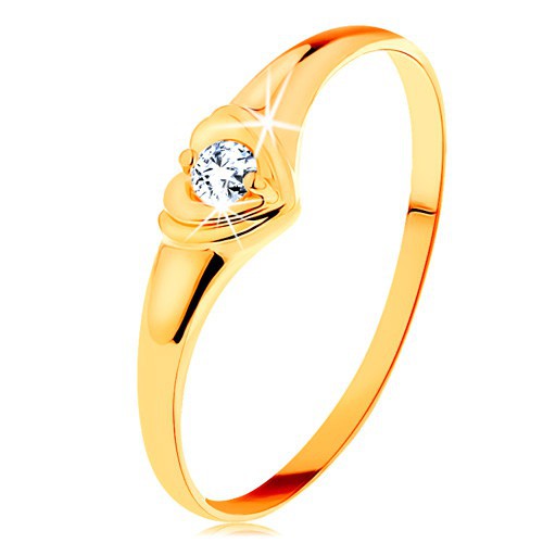 Diamantový zlatý prsteň 585 - ligotavé srdiečko so vsadeným okrúhlym briliantom BT500.67/73/BT508.32/33 - Veľkosť: 65 mm
