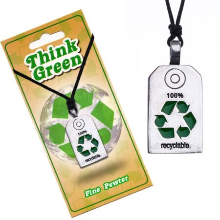 EKO náhrdelník - lesklá známka so symbolom recyklácie S5.17