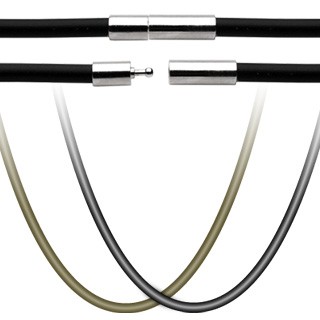 Gumená šnúrka na prívesok - uzáver z chirurgickej ocele A16.8/9/AB28.24 - Dĺžka: 444 mm