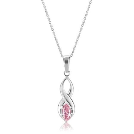 Lesklý náhrdelník - špicatá osmička a ružový zrnkový zirkón