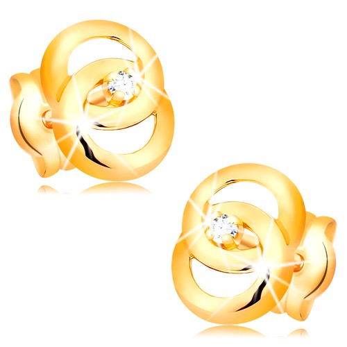 Náušnice v žltom 14K zlate - dva prepojené prstence