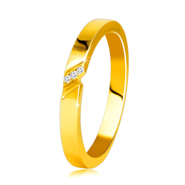 Obrúčka v žltom 14K zlate - prsteň s jemným zárezom a zirkónovou líniou S3GG248.73/78 - Veľkosť: 58 mm
