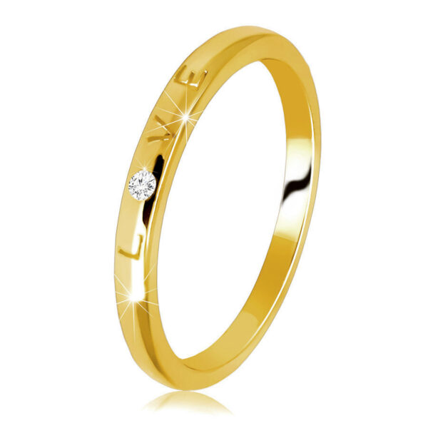 Obrúčka v žltom 585 zlate - prsteň s vygravírovaným nápisom "LOVE"