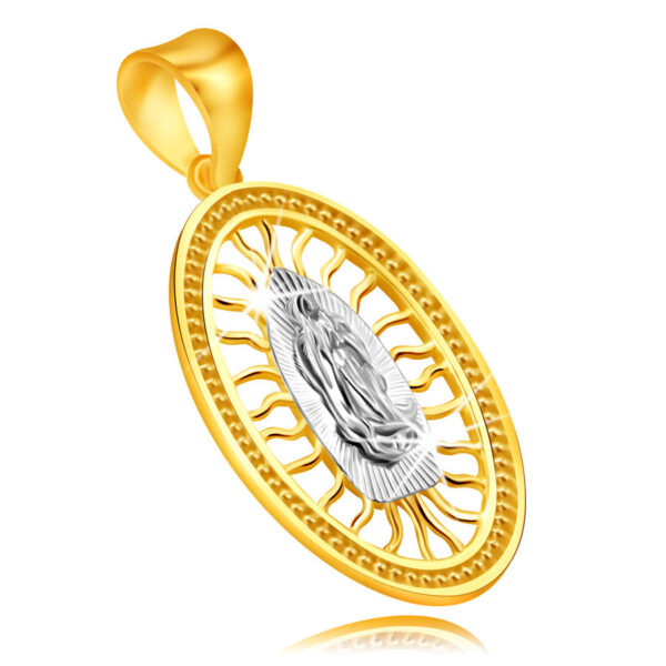 Prívesok v kombinovanom zlate 375 - medailón s Pannou Máriou so spojenými rukami S4GG244.44