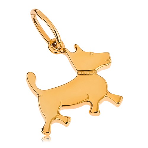 Prívesok v žltom 9K zlate - malý psík s gravírovaným obojkom GG45.04