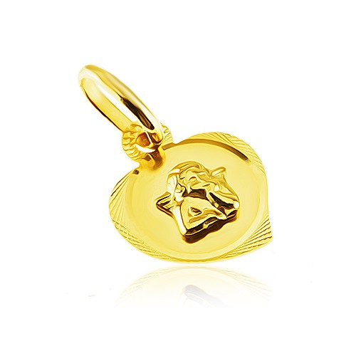 Prívesok zo 14K zlata - gravírovaný obrys srdca s vystúpeným anjelikom GG05.10