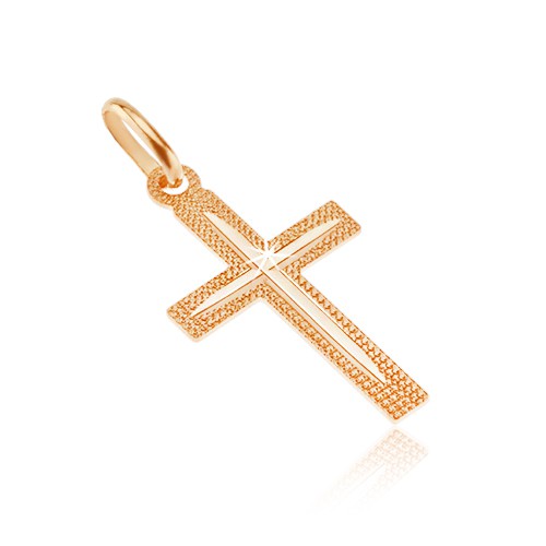 Prívesok zo zlata 14K - latinský trblietavý krížik s úzkym zárezom GG07.08