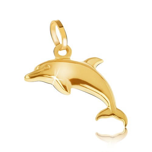 Prívesok zo žltého 14K zlata - ligotavý trojrozmerný skákajúci delfín S2GG05.33