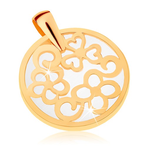 Prívesok zo žltého 9K zlata - kontúra kruhu s ornamentami