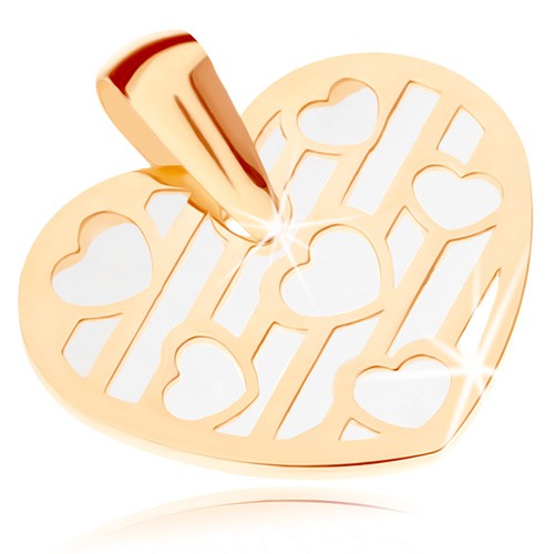 Prívesok zo žltého 9K zlata - srdce zdobené výrezmi