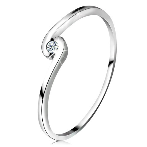 Prsteň z bieleho zlata 14K - okrúhly číry diamant medzi zahnutými ramenami BT160.26/160.73/78 - Veľkosť: 59 mm