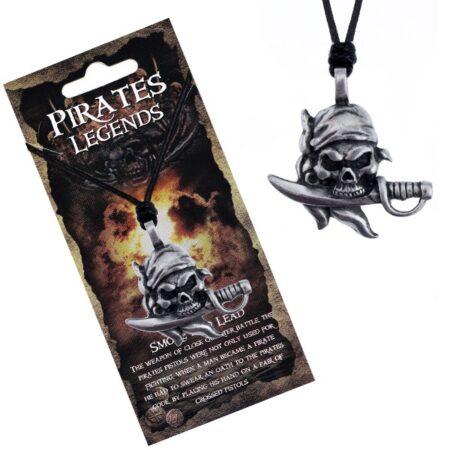 Šnúrkový náhrdelník - čierny s pirátskou lebkou hrdloreza AC1.05