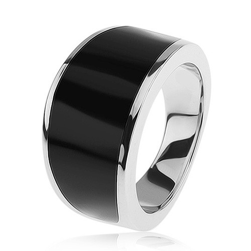 Strieborný 925 prsteň - čierny glazúrovaný pás