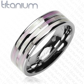 Titánový prsteň - tri perlové pruhy J1.6 - Veľkosť: 65 mm