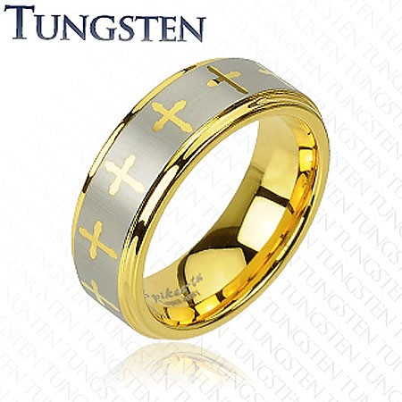 Tungstenový prsteň s motívom kríža  D8.16 - Veľkosť: 67 mm