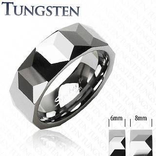 Tungstenový prsteň - vzor hranolov D9.18 - Veľkosť: 56 mm