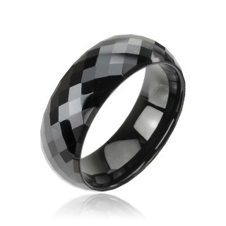 Tungstenový - Wolfrámový prsteň čierny vzor disco D8.8 - Veľkosť: 68 mm