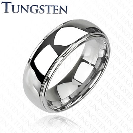 Tungstenový - Wolfrámový prsteň lesklý s vyvýšeným stredom D8.9 - Veľkosť: 70 mm