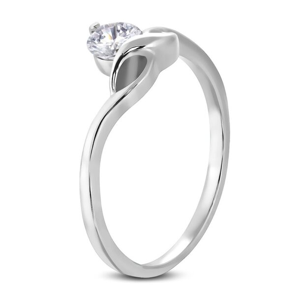 Zásnubný prsteň s okrúhlym čírym zirkónom a jemnými vlnkami D16.16 - Veľkosť: 60 mm