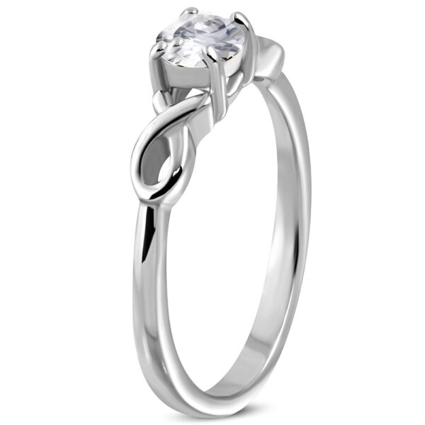 Zásnubný prsteň so zirkónom s dvojitou oceľovou stužkou D5.11 - Veľkosť: 59 mm