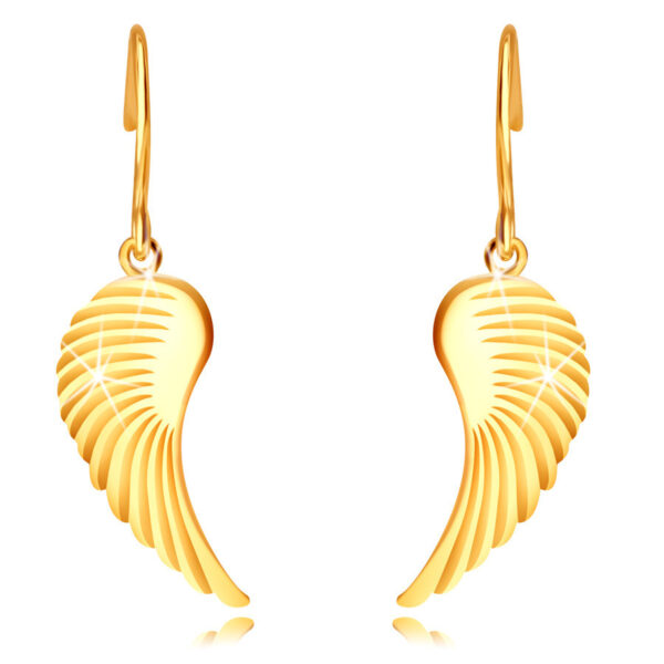 Zlaté 9K náušnice - veľké anjelské krídla