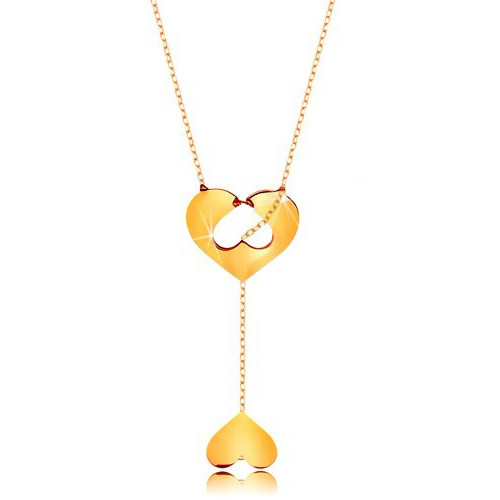 Zlatý 14K náhrdelník - srdiečko s výrezom
