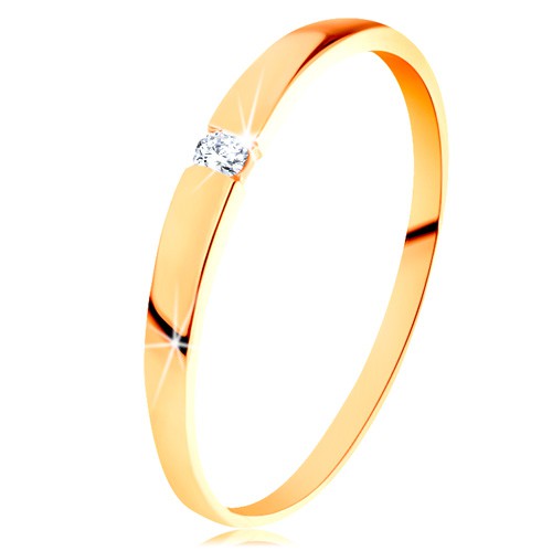 Zlatý 14K prsteň - ligotavý zirkón čírej farby