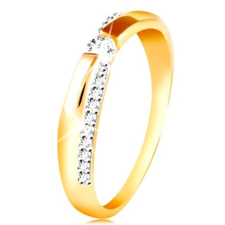 Zlatý 14K prsteň - trblietavý a hladký pás