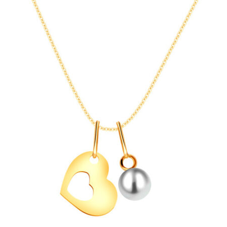 Zlatý náhrdelník 375 - silueta srdca s výrezom uprostred