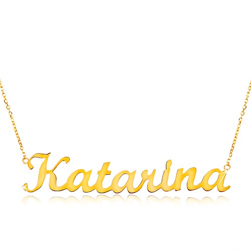 Zlatý nastaviteľný náhrdelník 14K s menom Katarína