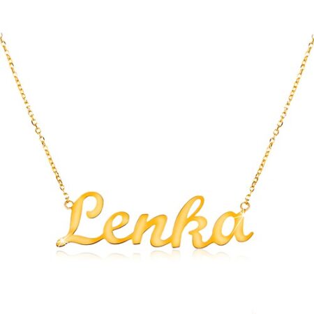 Zlatý nastaviteľný náhrdelník 585 s menom Lenka