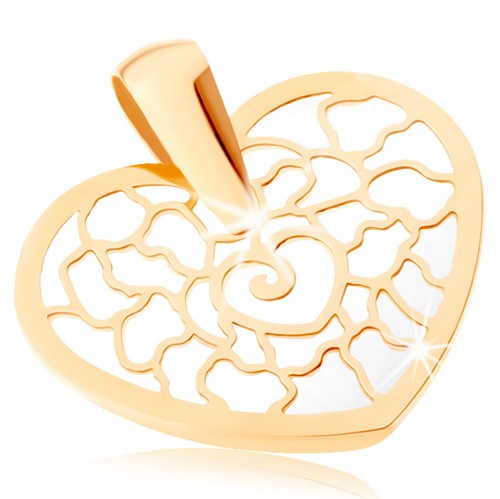 Zlatý prívesok 375 - obrys srdca s ornamentami