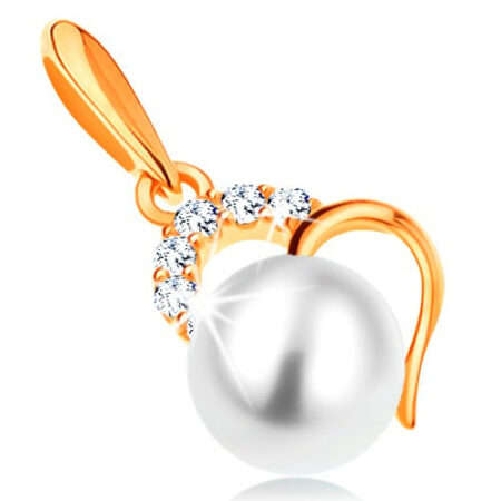 Zlatý prívesok 585 - biela guľatá perla v obryse nepravidelného srdca GG123.12