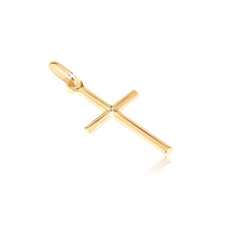 Zlatý prívesok 585 - malý lesklý kríž s gravírovaným X S2GG06.17